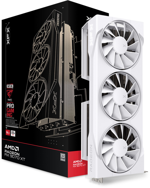 Відеокарта XFX PCI-Ex Radeon RX 9070 XT Swift White Triple Fan Gaming Edition 16GB GDDR6 (256bit) (2970/20000) (1 x HDMI, 3 x DisplayPort) (97TSWF3W9) - зображення 5