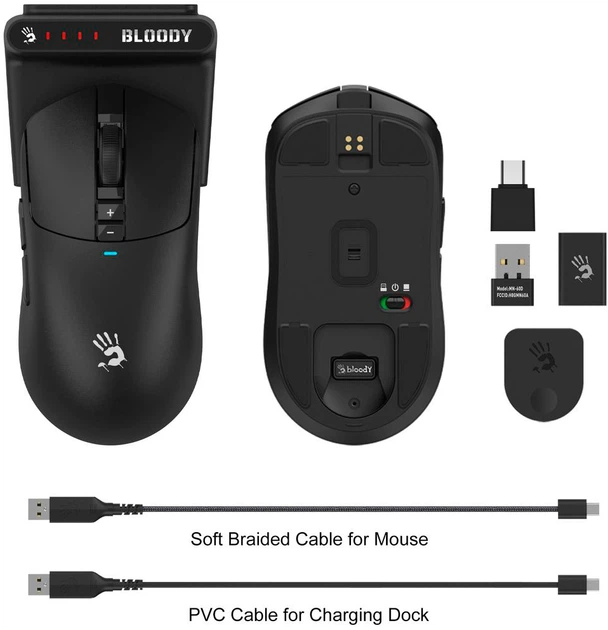 Mysz A4Tech Bloody R72 Pro Duo Wireless/USB Black (4711421000840) - obraz 14