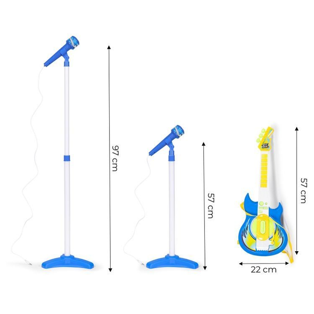 Іграшковий набір EcoToys електрогітара + мікрофон + підставка mp3 блакитна HC342076 (5905817002825) - зображення 9