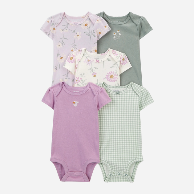 Набір дитячих боді-футболок 5 шт для дівчинки Carter's 1R035910 74-80 см Різнокольоровий (195862441785) - зображення 1