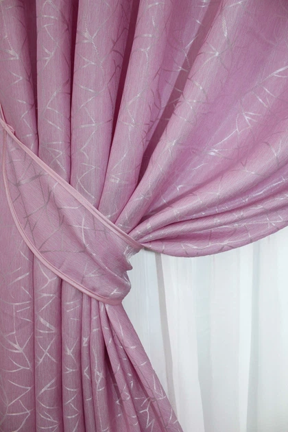 Комплект готових штор VR-Textil Жакард Савана № 519ш Рожевий 150х270 см 2 шт (30-273) - зображення 5