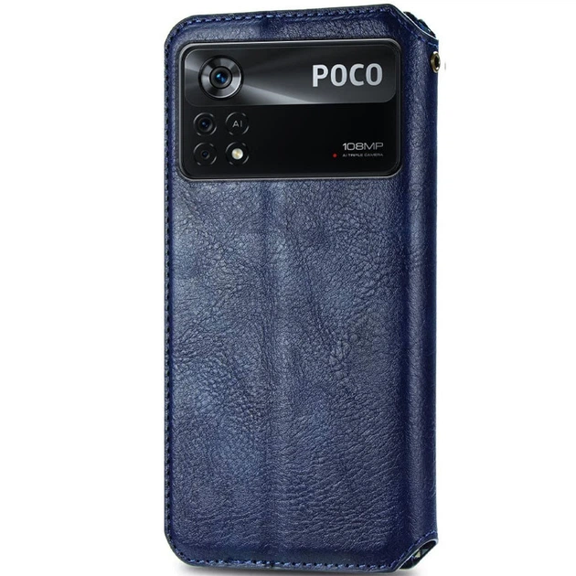 Чехол книжка GETMAN Cubic (PU) для Xiaomi Poco X4 Pro 5G Синий - изображение 2