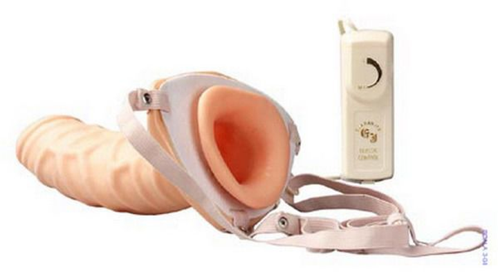 Латексний фаллопротез з вібратором Hollow Extender Strap-On (00403000000000000) - зображення 3