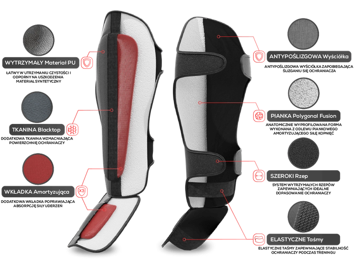 Захист гомілки та стопи Bushido SP-10v1 M Black/Red (5902539014112) - зображення 9