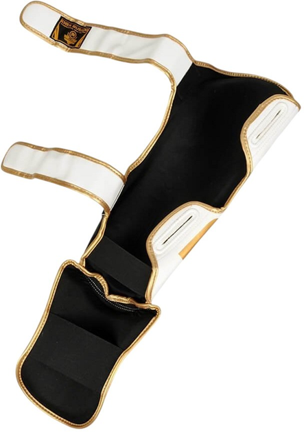 Ochraniacze piszczele i stopy Bushido SP-10v5 L White/Black/Gold (5902539018370) - obraz 6