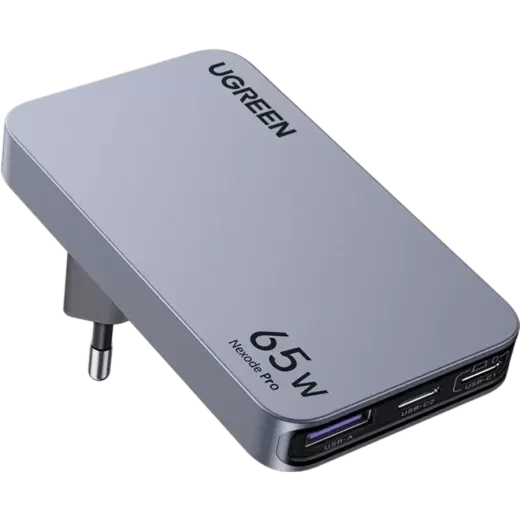 Зарядний пристрій UGREEN Nexode Pro 65W GaN Ultra-Slim Fast Charger (x753), мережевий, PD3.0, QC4.0, USB-С, USB-A, ультратонкий - зображення 2