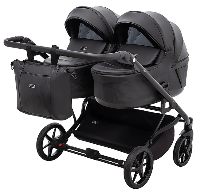 Коляска 2 в 1 для двойни Adamex Leo Duo Eco SA-2 черний - Фото 2 Коляска 2 в 1 для двойни Adamex Leo Duo Eco SA-2 черний - изображение 2