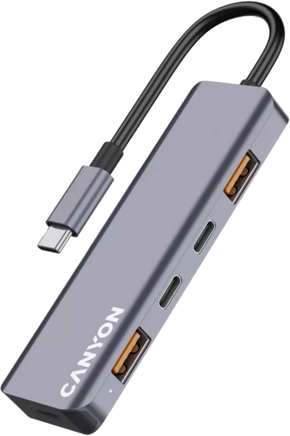 USB-хаб Canyon DS-18 5in1 USB-C Grey (CNS-TDS18) - зображення 2