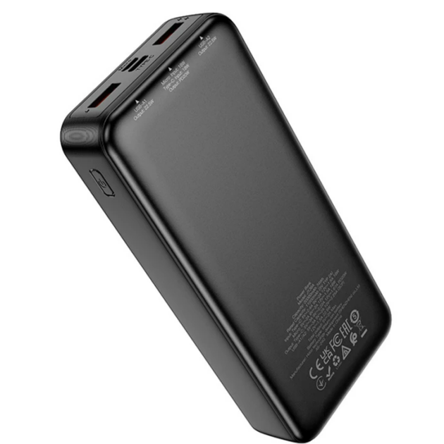 Повербанк Hoco J136A 20000 mAh Sirui 22.5W+PD20W швидка зарядка 2USB/1Type-C Чорний - Фото 4 Повербанк Hoco J136A 20000 mAh Sirui 22.5W+PD20W швидка зарядка 2USB/1Type-C Чорний - зображення 4