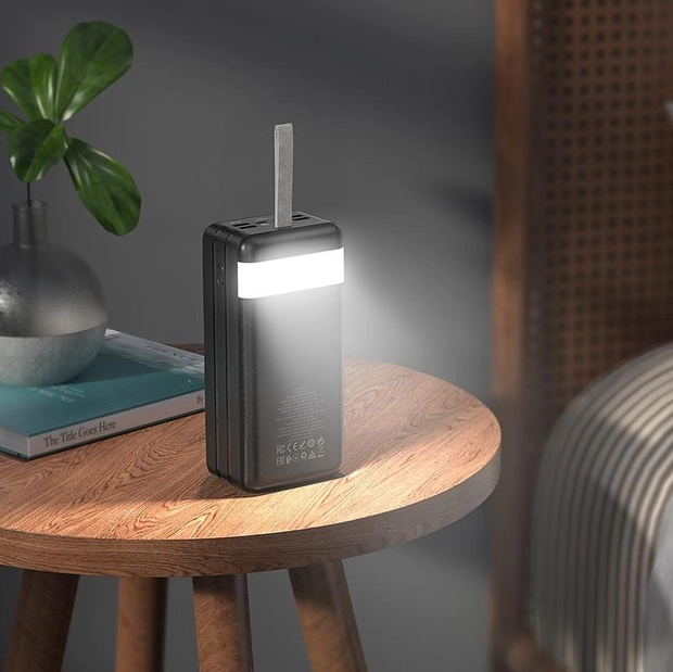 Повербанк HOCO J86B 60000mAh 22.5W швидка зарядка та ліхтар 4USB Чорний - зображення 7