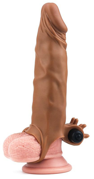 Насадка на пеніс з вібрацією Pleasure X-Tender Series Perfect for 5-6.5 inches Erect Penis колір коричневий (+18913014000000000) - зображення 3