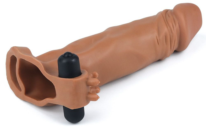Насадка на пеніс з вібрацією Pleasure X-Tender Series Perfect for 5-6.5 inches Erect Penis колір коричневий (+18913014000000000) - зображення 4