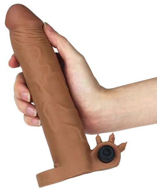 Насадка на пеніс з вібрацією Pleasure X-Tender Series Perfect for 5-6.5 inches Erect Penis колір коричневий (18911014000000000) - зображення 2