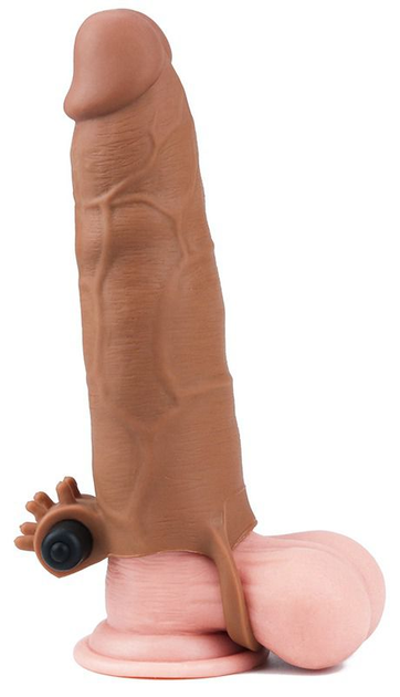 Насадка на пеніс з вібрацією Pleasure X-Tender Series Perfect for 5-6.5 inches Erect Penis колір коричневий (18910014000000000) - зображення 4