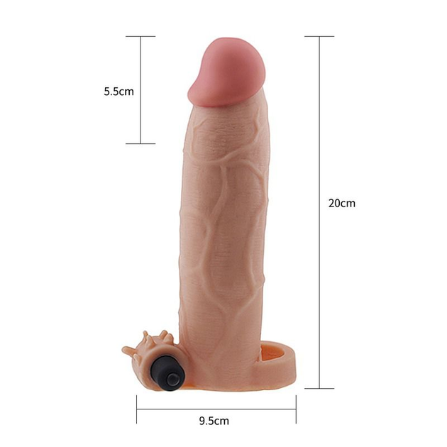 Насадка на пеніс з вібрацією Pleasure X-Tender Series Perfect for 5-6.5 inches Erect Penis колір тілесний (18910026000000000) - зображення 5