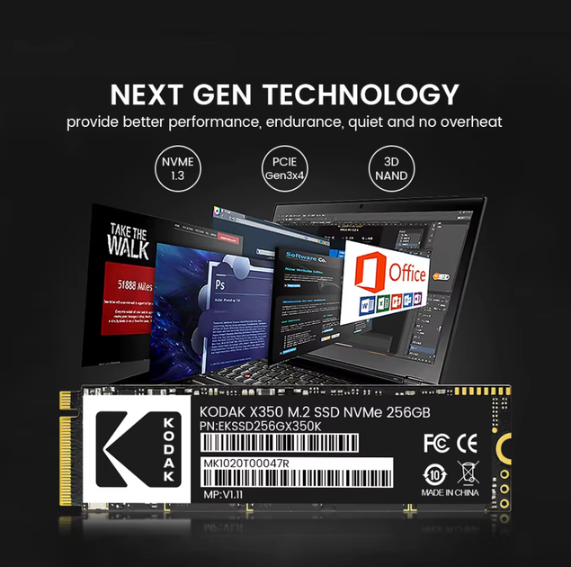 SSD M.2 NVMe 2280 Gen3x4 диск накопитель Kodak X350 Series 512GB
