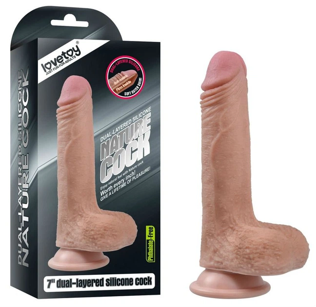 Фаллоимитатор Lovetoy 7 Inch Dual-layered Platinum Liquid Silicone Nature Cock цвет телесный (20298026000000000) - изображение 7