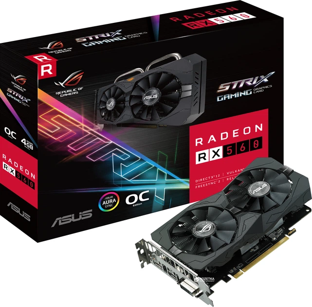 Видеокарта Asus PCI-Ex Radeon RX560 ROG Strix OC 4GB GDDR5 (128bit