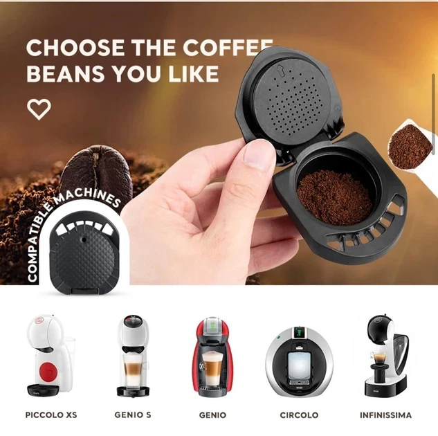 Многоразовый адаптер капсула для кофеварки Krups, Delonghi, Nescafe Dolce Gusto, Piccolo XS, Genio S чорний - изображение 6