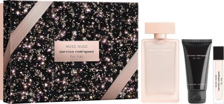 Набір для жінок Narciso Rodriguez For Her Musc Nude Парфумована вода 100 мл + Лосьйон для тіла 50 мл + Мініатюра Парфумована вода 10 мл (3423222110796) - зображення 1