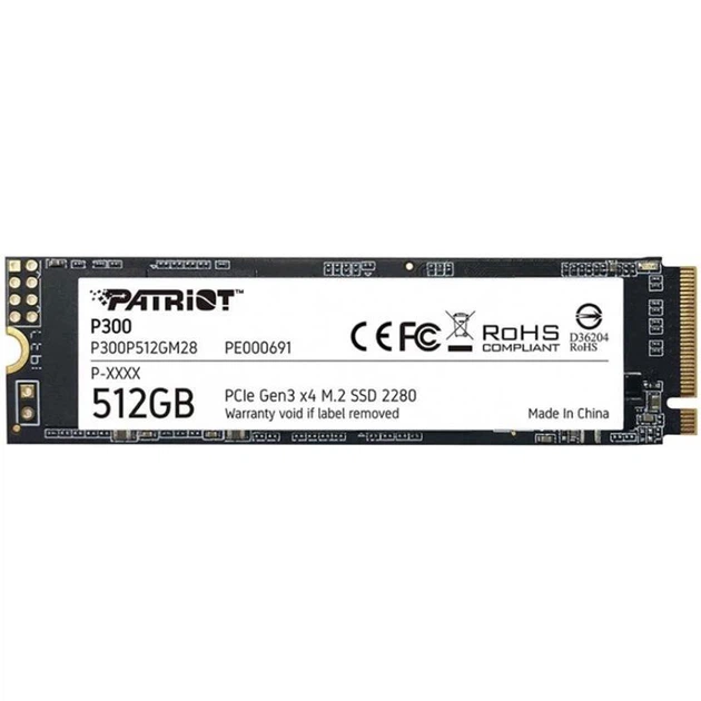 【新品】PATRIOT P300 512GB SSD M.2 2280 Накопичувач SSD 512GB Patriot P300 M.2 2280 PCIe 3.0 x4 NVMe TLC