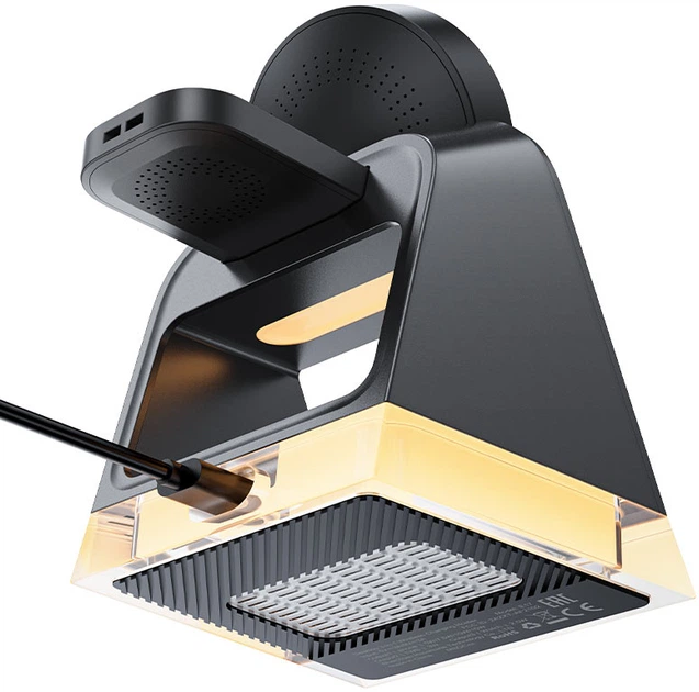 Бездротовий зарядний пристрій Acefast E17 desktop 3-in-1 wireless charging holder Black (6974316282815) - зображення 3