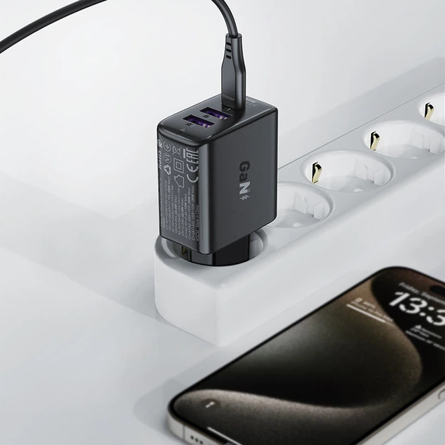 Мережевий зарядний пристрій Acefast A57 PD35W GaN 2xUSB-A+USB-C charger Black (6974316282730) - зображення 4