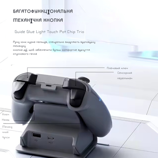 Игровой контроллер Machenike G5 PRO MAX – беспроводной геймпад с RGB, BLE 5.0, 2.4G и зарядной станцией, белый - изображение 2