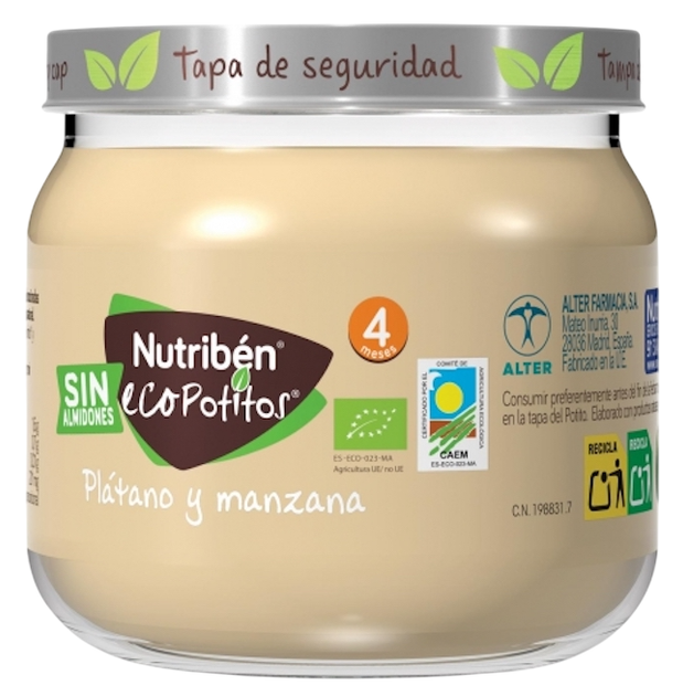 Дитяче пюре Nutriben Ecopotito Банан Яблуко 120 г (8430094316497) - зображення 1