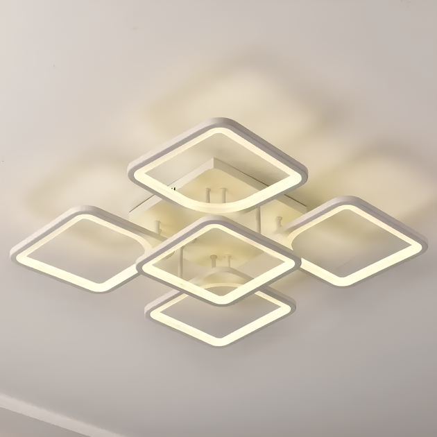 Стельова LED люстра 146W з пультом VALESO з квадратними плафонами 3000-6000 К біла IP20 V L6108-5 WT - зображення 4