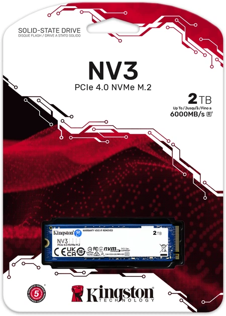 SSD диск Kingston NV3 2TB M.2 2280 NVMe PCIe 4.0 x4 3D NAND (SNV3S