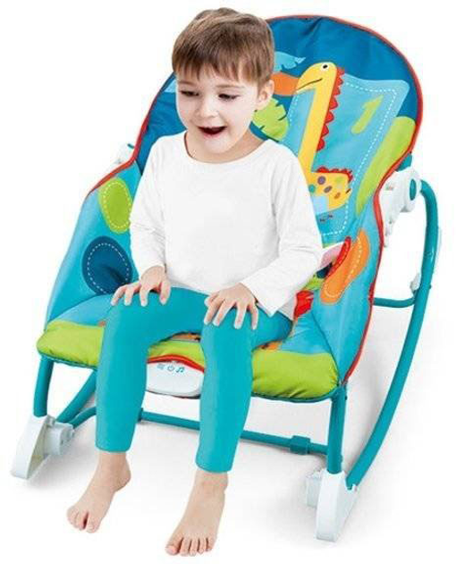 Leżaczek bujaczek LeanToys 2w1 Niebieski + efekty dźwiękowe (5903802456745) - obraz 3