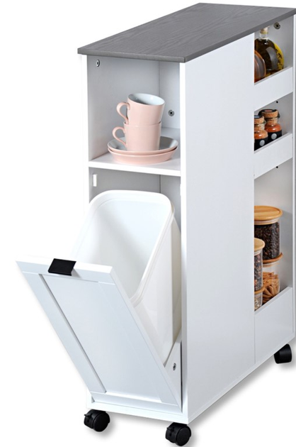 Wózek kuchenny z koszem na śmieci Kesper 86 x 25 x 60 cm Szary (4000270248504) - obraz 3
