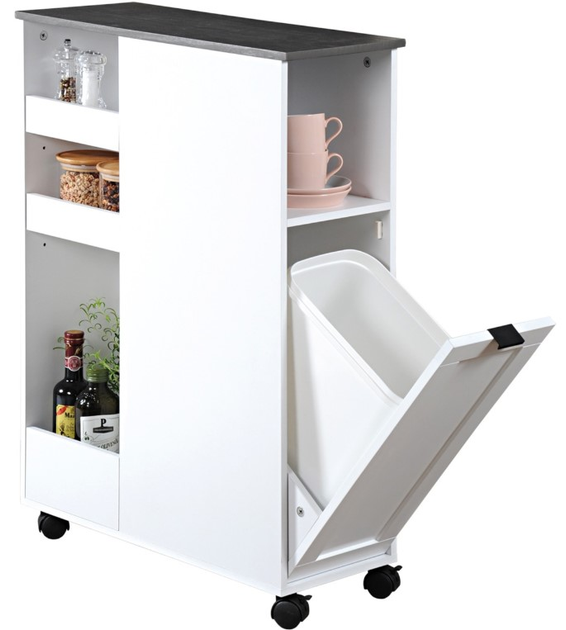 Wózek kuchenny z koszem na śmieci Kesper 86 x 25 x 60 cm Szary (4000270248504) - obraz 4