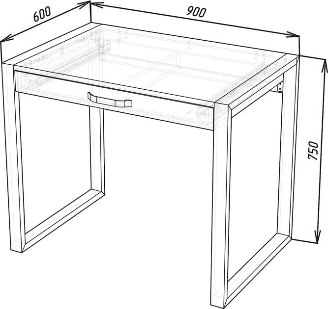 Стіл комп'ютерний з шухлядою RoMax Loft 900х750х600 мм Дуб Тахо /Чорний - Фото 7 Стіл комп'ютерний з шухлядою RoMax Loft 900х750х600 мм Дуб Тахо /Чорний - зображення 7