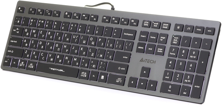 Клавіатура дротова A4Tech FX60 USB Grey White backlit (4711421979009) - зображення 2