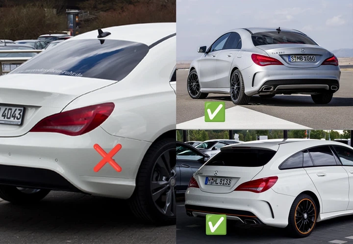 Комплект брызговиков Premium AMG (4 шт) для Mercedes CLA C117 (2013-2019) - Фото 2 Комплект брызговиков Premium AMG (4 шт) для Mercedes CLA C117 (2013-2019) - изображение 2