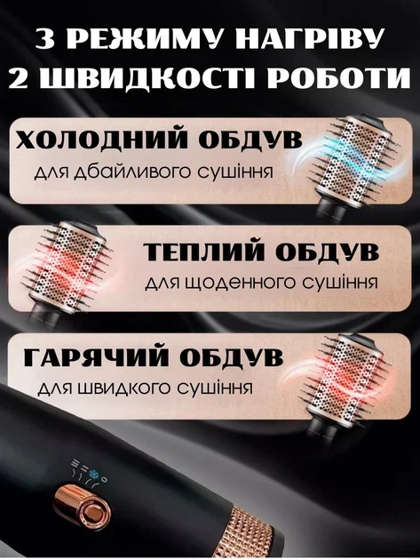 Фен-щетка для укладки волос VGR V-494 800Вт с холодным и горячим воздухом Черный 9728 - изображение 3