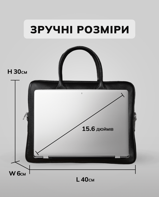 Діловий портфель чоловічий шкіряний офісний Tiding Bag M364A 40х30х8 чорний, для ноутбука (JDT-0849851) - зображення 5