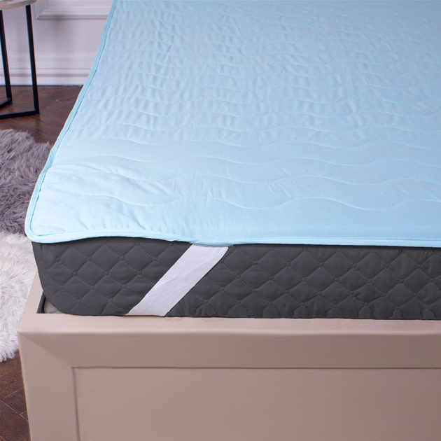 Акція на Наматрацник MirSon Eco Light №1716 Wool Air-line на резинці по кутках Blue 140x200 см від Rozetka