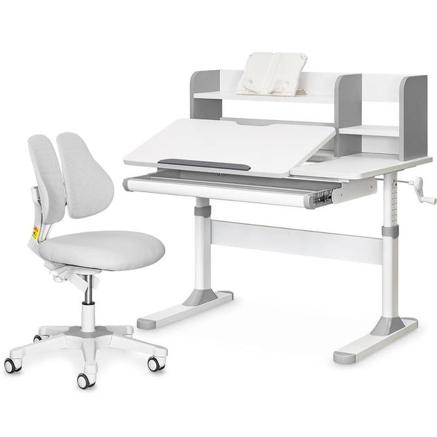 Комплект парта Evo-Kids TH-330 Grey + кресло Evo-kids Mio Lite G серый (TH-330 W/G + Y-208 G) - изображение 1