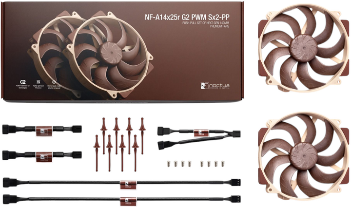 Набір з 2 вентиляторів Noctua NF-A14x25r G2 PWM Sx2-PP - зображення 4