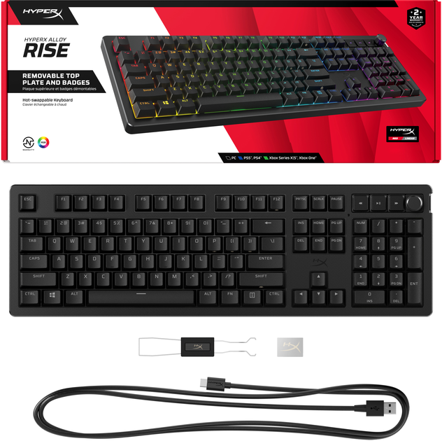 Klawiatura przewodowa HyperX Alloy Rise PBT HX Red USB Black (7G7A3AA) - obraz 5