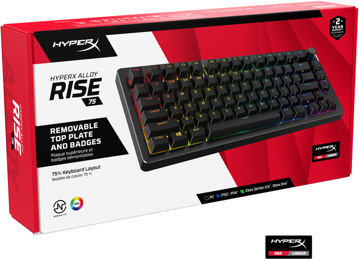 Klawiatura przewodowa HyperX Alloy Rise 75 PBT HX Red USB Black (7G7A4AA) - obraz 5