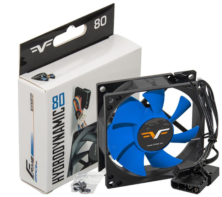 Вентилятор Frime (FBF80HB3) 80x80x25мм, 3pin+Molex, Black/Blue - изображение 1
