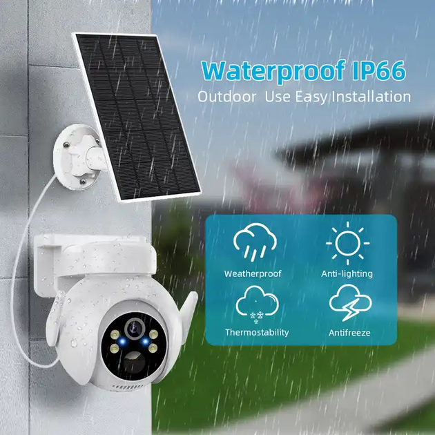 Камера солнечная поворотная ICSee 4Mp 3,6mm WiFi TF пластик mic spk (0940) - изображение 4