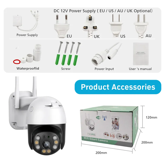 Камера поворотная ICSee 5Mp 3,6mm WiFi TF пластик mic spk (0712) - изображение 6