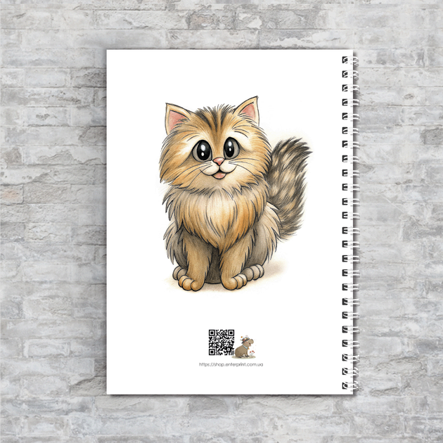 Блокнот А5 Кот + котенок на пружине 50 чистых листов бумага 80 г/м² ENTERSTORE (art. NTB-CAT-2502A5) - изображение 2
