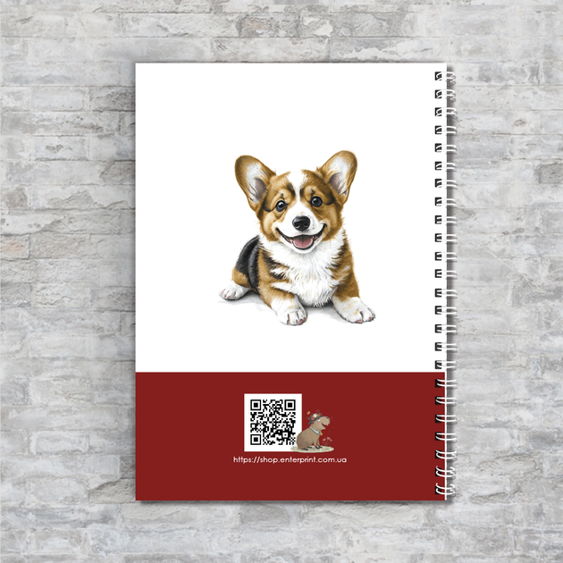 Блокнот Коргі А5 на пружині 50 чистих аркушів папір 80 г/м² ENTERSTORE (art. NTB-2521-CRGa5) - зображення 2