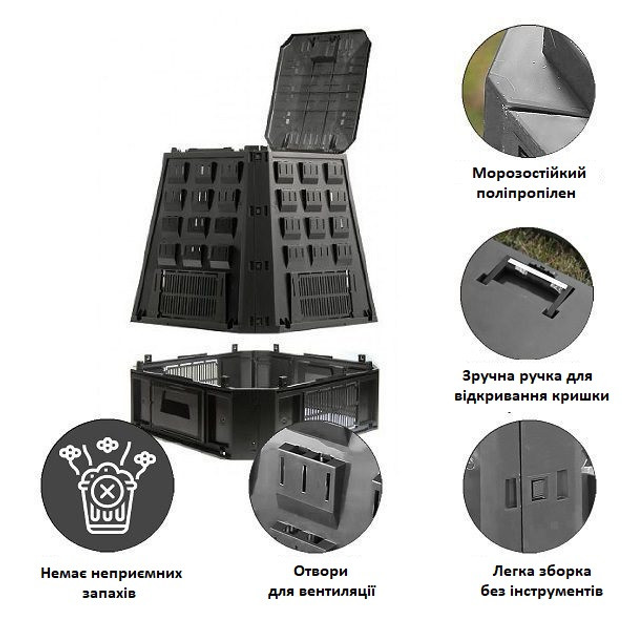 Компостер садовый пластиковый 630л Prosperplast EVROGREEN, IKEL630C - изображение 1